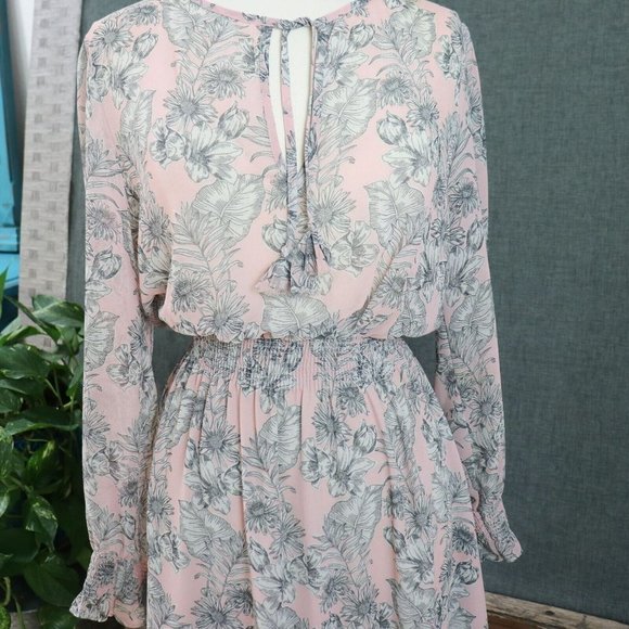 Misa Los Angeles Dress Womens M Smocked Blouson Pink Boho Chic Midi - Picture 5 of 16